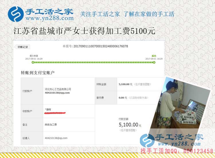 6天結(jié)算5100元，江蘇鹽城嚴女士的珠繡畫手工活加工團隊已經(jīng)初具規(guī)模(圖1)