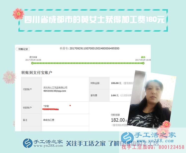 在姐妹的幫助下，開飯店的四川成都黃女士開始做手工活每月多得一千多元(圖1)