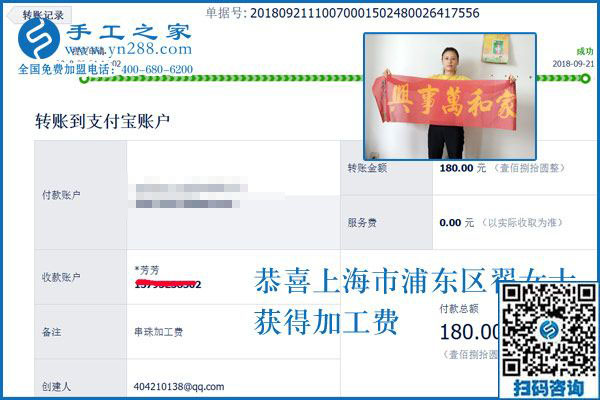 上海的翟女士，旅游得來的手工活加工項(xiàng)目做的怎么樣了？