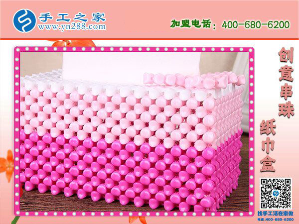 義烏手工活帶回家做，河北保定周先生選擇手工之家串珠紙抽盒(圖1)