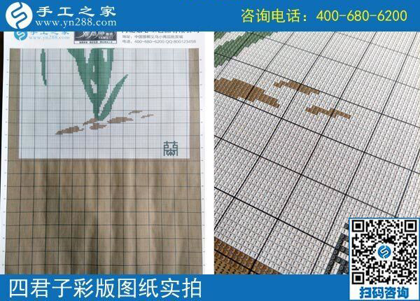 手工之家雅薇麗珠繡圖紙（梅蘭竹菊）新款，彩色升級(jí)版！(圖1)