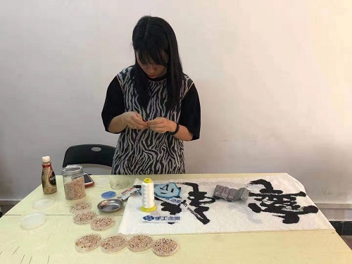 勵志珠珠繡串珠外發(fā)手工活在廣東！------記手工之家代理加工會員與當?shù)卣餐M織聽障人士學習串珠手工技能