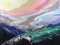 《梯田日出》珠繡，盡顯祖國(guó)山川秀美、江南風(fēng)光